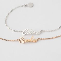 "► CUSTOM NAME BRACELET * Customized with your name in a scripted font, this personalized name bracelet is a lovely wear for any occasion. Available in sterling silver with 18K yellow and rose gold plate options, it is a feminine, elegant gift for your sisters, friends or cousins. * Character limits: 12 characters * BRACELET SIZE : There is no standard size for cuffs/ bangles across different brands so don't just assume that you are certain size. Please check our size guide below carefully befor Name Bracelet Silver, Best Friends Bracelets, Friends Bracelets, Girl Best Friends, 17th Birthday Gifts, Handwriting Bracelet, Customized Bridesmaid Gifts, Christmas Gifts For Teen Girls, Birthday Gifts For Teens