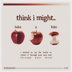 an advertisement with three different types of apples