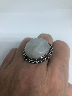 Large Vintage ring set with huge Rainbow Moonstone. Low content silver not sterling About an in long Size 8 can be resized at my jeweler for a $10-$20 fee All rings are shipped free in the US in a nice gift box. Check out our over a THOUSAND great reviews Engraving is $4 per letter and is not always perfect depending on the piece. It can take a few days if the jeweler is busy. This is payable to Paypal Judithsltd@gmail.com Handmade Silver Opal Moon Ring, Silver Oval Cabochon Moonstone Ring With Large Stone, Moonstone Ring With Large Round Stone, Unique Large Stone Moonstone Ring, Unique Round Moonstone Ring With Large Stone, Silver Nickel-free Moonstone Ring, Nickel-free Silver Moonstone Ring, Silver Opal Ring With Large Stone As Gift, Silver Moonstone Ring With Large Stone