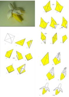 an origami bird is shown with instructions to make it