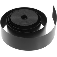 a roll of black ribbon on a white background