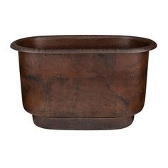 an old - fashioned copper sink is shown against a white background and has a brown pattered finish