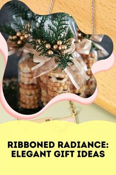 a jar filled with cookies on top of a wooden table