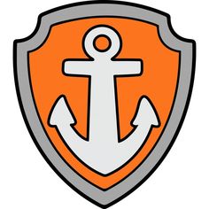 an orange and gray shield with an anchor