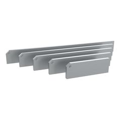 four metal shelfs are lined up against each other on a white background with no one in the photo