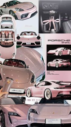 the car is pink and has many different parts to it's design, as well as its interior