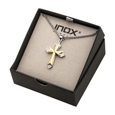 Honor your faith with this bold and handsome men's stainless steel cross pendant. Honor your faith with this bold and handsome men's stainless steel cross pendant.Click on this JEWELRY & WATCHES GUIDE to learn about fit, styles, materials and more! Pendant size: 30 mm x 42.5 mm Chain length: 24 in. Chain type: wheat Clasp: lobster claw Metal: stainless steel Plating: ion plated Finish: polished Packaging: boxedSTONE DETAILS Stone type: cubic zirconia Shape: round Setting: channel Please note, du Father's Day Stainless Steel Cross Necklace, Modern Stainless Steel Cross Necklace For Gift, Stainless Steel Cross Pendant, Steel Cross, Cz Pendant, Mens Gold, Cross Pendant Necklace, Cross Pendant, Prong Setting