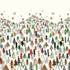 christmas trees and snowflakes on a white background