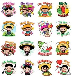 the mexican stickers are all different colors and designs, but there is no image to describe