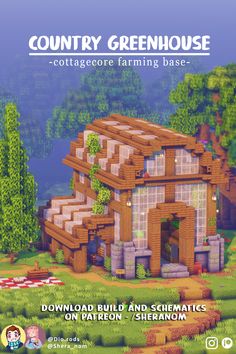 the cover of country greenhouse cottage farming base, with an image of a house in the background