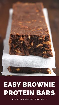 Mocha Brownie Protein Bars – Easy Low Carb Recipe! | Amy's Healthy Baking Sugar Free Protein Bars, Low Calorie Protein Bars, Protein Bar Recipe Healthy, Low Sugar Protein Bars, Healthy Protein Desserts, No Bake Protein Bars, Gluten Free Protein Bars