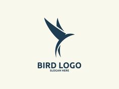 the bird logo is designed in blue and white, it looks like an abstract design