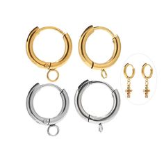 Material: Stainless Steel, nickel safe, lead free Color: Ion Gold Plated and steel color Quantity: 10pcs/bag For DIY Dangle Women Earrings Huggie Earring, Round Stud Earrings, Cheap Jewelry, Earring Jewelry, Earring Hooks, Earring Findings, Diy Earrings, Huggies Earrings, Jump Rings