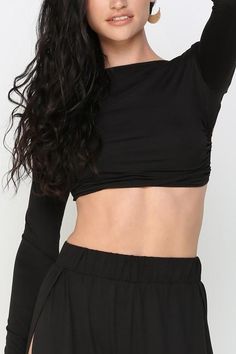 You will be a sight for all eyes in this daring crop top. It features an open back with a string tie detail. Pair it with our Side Slit Harem Pants, some sexy sandals and you are ready for a night out! 95% polyester 5% spandex Open Back Crop Top, All Eyes, All About Eyes, Open Back, Harem Pants, Night Out, Crop Top, Spandex, Crop Tops