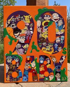 an orange sign with cartoon characters on it that says'90 days of halloween '