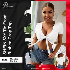 SHEIN SXY Tie Front Ribbed Crop Top By Plamore Philippines |RETAIL PRICE: ₱130 | WHOLESALE PRICE: ₱110 | SHEIN Philippines | Please Click the link below to get this product | Cash on delivery also available | Cheap and Best Quality Original SHEIN Products Available only on Plamore Philippines | Please check our page for discount and offers Ribbed Crop Top