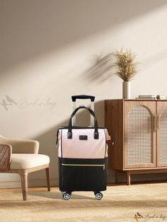 Bird in Bag - Versatile Foldable Wheeled Duffel Bag: Expandable, Portable, and Stylish Travel Companion Frequent Traveler, Adjustable Bag, Pink Pattern, Travel Companion, Bird In Bag, Duffel Bag, Travel Bag, Zipper, Travel