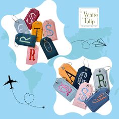 Monogrammed Luggage Tag, 🧳✈️ Embroidered Vegan Leather with Steel Loop Wire, #luggagetag #travelaccessories #travelgift #luggage #travelbug Monogrammed Luggage, Monogram Luggage, Leather Luggage Tag, Yellow Sky, Blue Tulips, Leather Luggage Tags, Leather Luggage, Monogram Styles, Custom Monogram