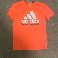 Orange Dry Fit Boy Xl Adidas Shirt Adidas Sporty Shirt With Letter Print, Sporty Adidas Shirt With Letter Print, Sporty Orange Crew Neck Shirt, Sporty Orange Short Sleeve Shirt, Adidas Sports Shirt With Graphic Print, Adidas Short Sleeve Shirt With Letter Print, Fit Boy, Colourful Wallpaper, Adidas Orange