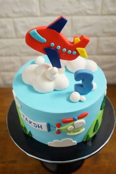 Birthday Cake Airplane, 3rd Birthday Cakes For Boys, Birthday Cake Kids Boys, Toddler Birthday Cakes, Baby Boy Birthday Cake