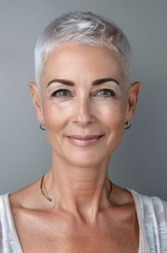 Womens Very Short Hairstyles, Buzz Cuts For Women Over 50, Short Pixie Haircuts For Women Over 50, Short Hairstyle Women Pixie, Growing Out A Buzzcut Women, Buzz Cuts For Women, Short Buzzed Hair, Hair Over 60 Aging Gracefully, Feminine Short Hair