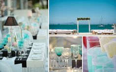 there are many different pictures that have been made to look like wedding decorations on the beach