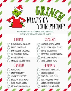 the grinch who's on your phone? printable christmas game for kids