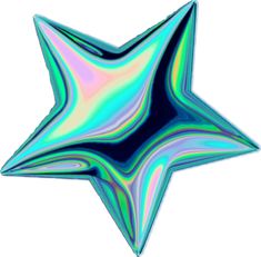 a blue and green star shaped object on a white background