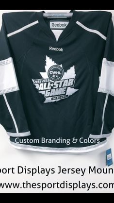 the hockey jersey worn by the team is displayed in front of a white background with text that reads, custom branding & colors