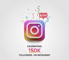 the instagram logo with confetti and streamers