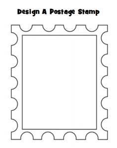 a square frame with scalloped edges and the words design a postage stamp on it