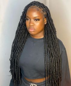 Polished Long Soft Locs Soft Locs Hairstyles With Color, Locs Hairstyles With Color, Fake Locs, Soft Locs Hairstyles, Hairstyles With Color, Hairstyles Reference, Fake Dreads, Braiding Your Own Hair, Soft Locs