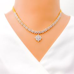 This exquisite 18k gold set, weighing a total of 26.0 grams, features a timeless design adorned with dazzling diamonds. The yellow gold finish enhances its luxurious appeal, making it perfect for any special occasion. The set includes a necklace with a total diamond weight of 8.20 carats, featuring F-G color and VS quality diamonds in round brilliant cut shapes. The necklace has a length of 15.75 inches with a 0.7-inch drop length, adjustable 1-inch links, and a secure lobster lock. The matching Lock Style, Vs Diamond, Square Diamond, Diamond Flower, Diamond Set, Rose Gold Diamonds, Gold Set, Round Brilliant Cut, Quality Diamonds