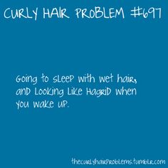 a blue background with the words curly hair problem on it