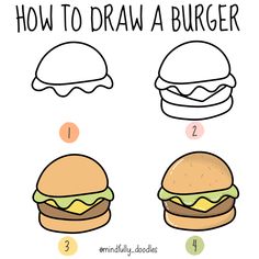 how to draw a burger step by step instructions for kids and beginners with pictures