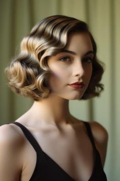 Embrace vintage glamour with retro-inspired finger waves. Indulge in timeless elegance by embracing retro-inspired finger waves in this chin-length hairstyle. Click here to check out more trending chin-length hairstyles to try right now. Short Chin Length Hairstyles, Hollywood Glamour Short Hair, Vintage Waves Short Hair, Finger Waves Bob, Chin Length Wedding Hair, Short Retro Hairstyles, Vintage Waves Hair Short, Hollywood Waves Short Hair, Vintage Short Hairstyles