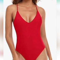 Nwt Women's Tempt Me Red One Piece Swimsuits Size Small See Pictures For Measurement Open For Offers Happy Shopping Red V-neck Bodysuit For The Beach, Red V-neck Bodysuit For Vacation, Casual Red Bodysuit For Vacation, Sleeveless Red Bodysuit For Vacation, Training Swimsuits, Cheeky One Piece Swimsuit, Green One Piece Swimsuit, Halter Bathing Suit, Red One Piece