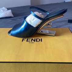 This Model In In Lamb Leather. In Store Now! Brand New With Tags Fendi First Shoes Size 37 Fendi Blue Shoes, Fendi Shoes Heels, Fendi First, Fendi Shoes, Heel Sandals, High Heel Sandals, Shoes Women Heels, High Heel, Sandals Heels