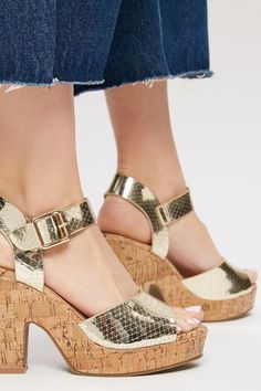 Gold Snake Riley Cork Platform Sandal Sandals Gold, Gold Snake, Quick Delivery, Dorothy Perkins, Platform Sandals, Summer Looks, Perfect Pair, Cork, Wedges