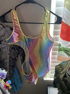 Seller Notes: Been only worn once originally $80 ; Condition: Excellent Condition; Freedom Rave Wear Cut Out Bodysuit, Neon Aesthetic, Cutout Bodysuit, Rave Wear, Rave Outfits, Cut Out, Neon, Rainbow, Sun