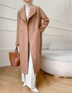 "Casual design style , long, oversized double- side handmade wool coat with viscose lining, The only coat you'll need come fall and winter, wool coat features a boxy silhouette, oversized lapels, and roomy sleeves. Crafted from 30% wool, it's designed to keep you warm and comfortable through colder seasons. Very suitable for your daily wear, party, travel, work, school, indoors and outdoor walks, spending time with family, shopping, etc. It is very comfortable and beautiful to wear The coat has Oversized Solid Wool Coat For Work, Oversized Long Outerwear For Work, Oversized Beige Wool Coat With Pockets, Oversized Long Sleeve Wool Coat For Office, Oversized Wool Coat For Work With Long Sleeves, Oversized Wool Coat For Work, Oversized Long Sleeve Wool Coat For Work, Oversized Wool Coat With Lapel Collar For Winter, Oversized Wool Long Coat