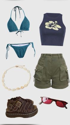 Water Park Outfit Ideas, Obx Inspired Outfit, Outfits For Hawaii Vacation, Beachy Outfits Aesthetic, Lake Day Outfit, Summer Outfits Shorts, Hawaii Outfits, Earthy Outfits, Cruise Outfits