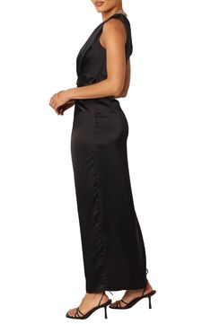 This sleek shoulder-baring maxi is crafted from rich satin and accented with a stem-showing side vent. Hidden back-zip closure One-shoulder neck Side vent Partially lined 100% polyester Hand wash, dry flat Imported Satin Maxi, Satin Maxi Dress, Nordstrom Dresses, One Shoulder, Hand Wash, Sleek, Nordstrom, Maxi Dress, Satin