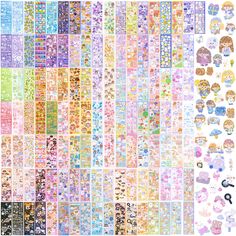 an assortment of different colored stickers