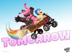 an animated character riding on top of a skateboard with the word tomorrow written below it