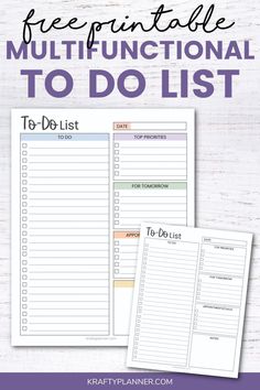 the free printable to do list with text overlay that reads, free printable multifunctional to do list