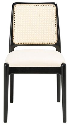 Black / White Safavieh Furniture, Spindle Dining Chair, Caned Headboard, Mid Century Modern Dresser, Rattan Dining, Rattan Dining Chairs, Contemporary Bedroom Decor, Dining Chair Design, Contemporary Chairs