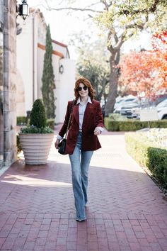 Velvet is so chic and elegant, and just perfect for the holidays. Head over to the blog to see my favorite velvet finds! Beautiful Jumpsuits, Cranberry Color, Chic And Elegant, Blazer Shirt, Velvet Blazer, Velvet Pants, The Velvet, Double Breasted Blazer