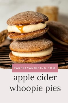 an image of apple cider whoopie pies stacked on top of each other