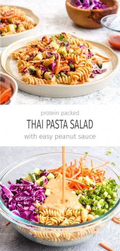 this pasta salad is loaded with colorful vegetables and has a dressing sauce in it to make it